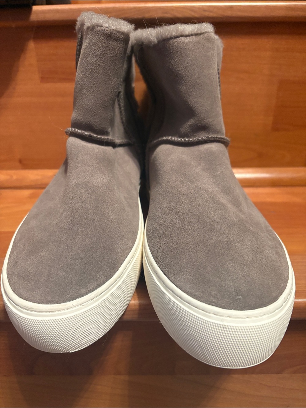UGG Gray Suede Shearling Slip-On Sneaker Boot - Picture 3 of 6